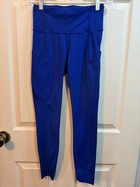 Lululemon Fast & Free High-Waist Royal Blue Leggings Side Pockets Size 4